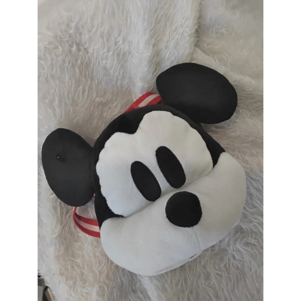 Disney Mickey Mouse Plush Head Mini Backpack Red White Striped Straps Kids